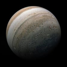 A detailed image of Jupiter showing its striped atmosphere and Great Red Spot.