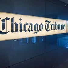 The Chicago Tribune name displayed on a newspaper or building.