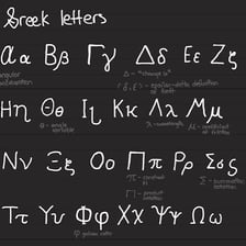The Greek letter iota shown in handwritten and printed forms