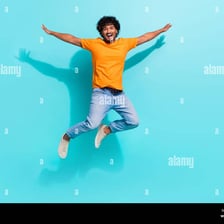 An energetic person expressing enthusiasm.