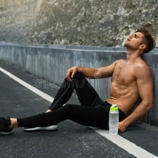 A tired person rests after physical exertion.