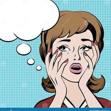 A teary-eyed person with a speech bubble expressing sadness