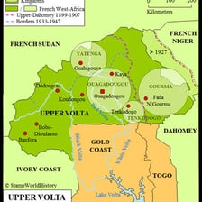 A map showing the West African country formerly known as Upper Volta.