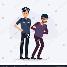 An illustration depicting a robbery or holdup.