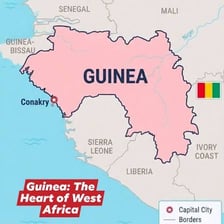 A map of West Africa showing Guinea next to Sierra Leone.