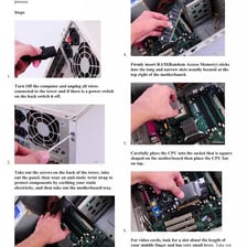 A hardware component being snapped into a computer.