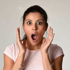 A surprised person reacting with an exclamation