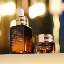 Estée Lauder cosmetics arranged for display