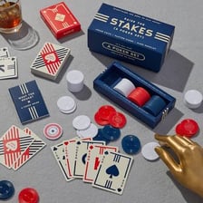 Poker chips arranged to show an increased wager.