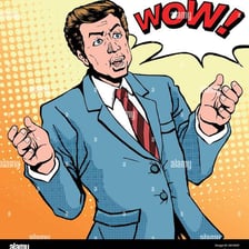 An illustration of a surprised person reacting with amazement