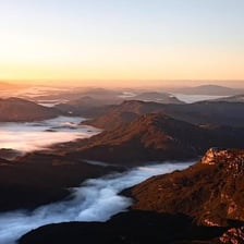 A serene landscape presented as an ideal, picture-perfect scene
