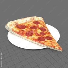 A slice of pizza, representing the Italian dish referred to by “za.”