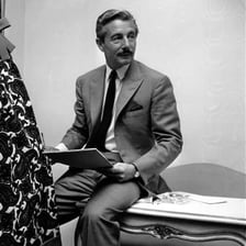 Portrait of fashion designer Oleg Cassini.