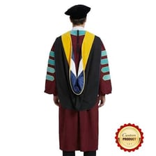 A university professor wears doctoral graduation regalia.