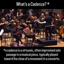 A musician featured prominently during an orchestral passage