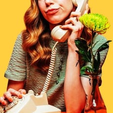 A person responding to a telephone call