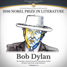 Bob Dylan associated with his 2016 Nobel Prize in Literature.