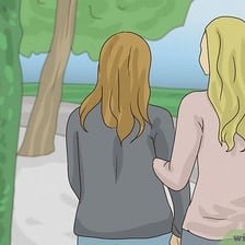 One person comforting and supporting a friend.