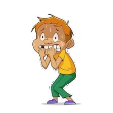 Cartoon depiction of a timid, frightened person