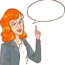 A person speaking with a speech bubble representing an expression