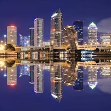 The Tampa skyline viewed across Tampa Bay.