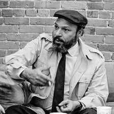A portrait of playwright August Wilson.
