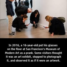 A person viewing an impressive scene with an unimpressed expression