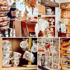 An antique shop with merchandise displayed for customers.