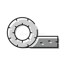 A roll of tape unwinding across a surface