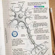 A labeled educational illustration of a neuron with its axon identified.