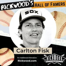 Carlton Fisk in baseball uniform as a catcher.