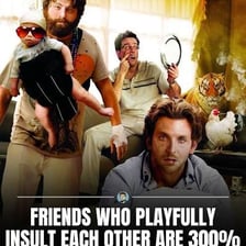 Friends playfully joking with one another.