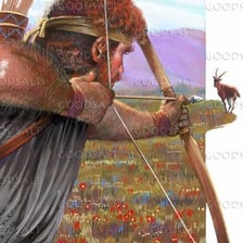 An artistic depiction of Esau as a biblical hunter.