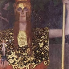 Gustav Klimt’s 1898 painting depicting the Greek goddess Athena.