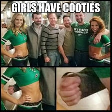Schoolchildren reacting playfully to the idea of cooties