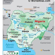 A map showing Nigeria and its neighboring countries, including Chad and Benin.