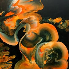 An abstract artwork made without a rigid geometric pattern