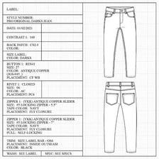 Men’s jeans displayed with waist and length sizing information