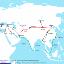 A map of Asia showing the general region of Marco Polo’s travels