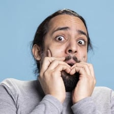 A person reacting with fear
