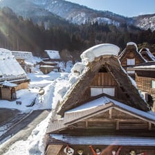 Buildings with roofs covered in thatch