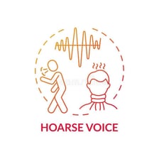 An illustration of a person speaking with a hoarse, strained voice