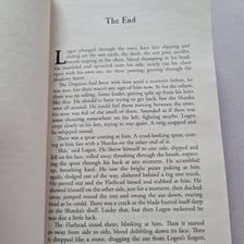 The final pages of a book, where an epilogue may appear.
