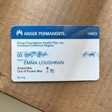 A health insurance card representing an HMO plan