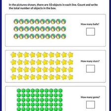 Ten objects arranged for counting.