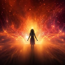 A person depicted with a soft, luminous glow around them