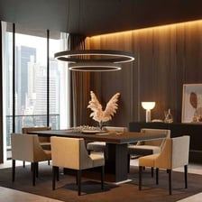 Several decorative lamps arranged in a furnished home interior
