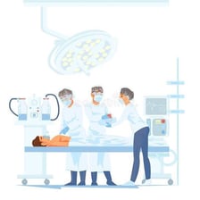 A medical operating room prepared for a procedure.