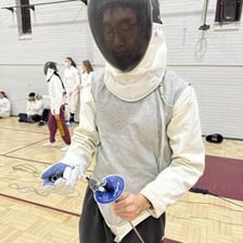 An épée fencing sword with a bowl-shaped guard