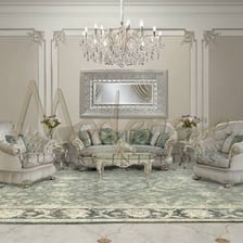 An upholstered divan used as a couch.